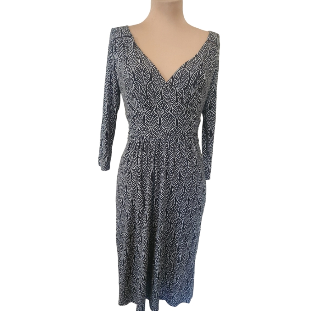 MAEVE ANTHROPOLOGIE 'Galena" Art Deco Faux Wrap Dress - Size Small - Picture 4 of 16